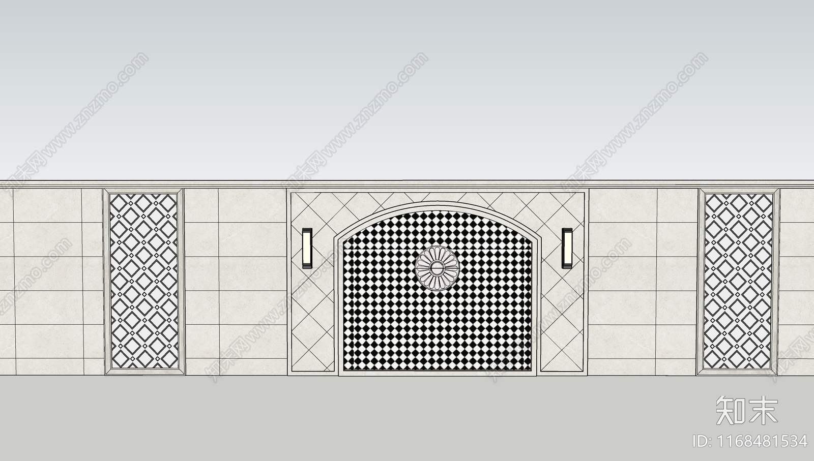 欧式简约景墙SU模型下载【ID:1168481534】