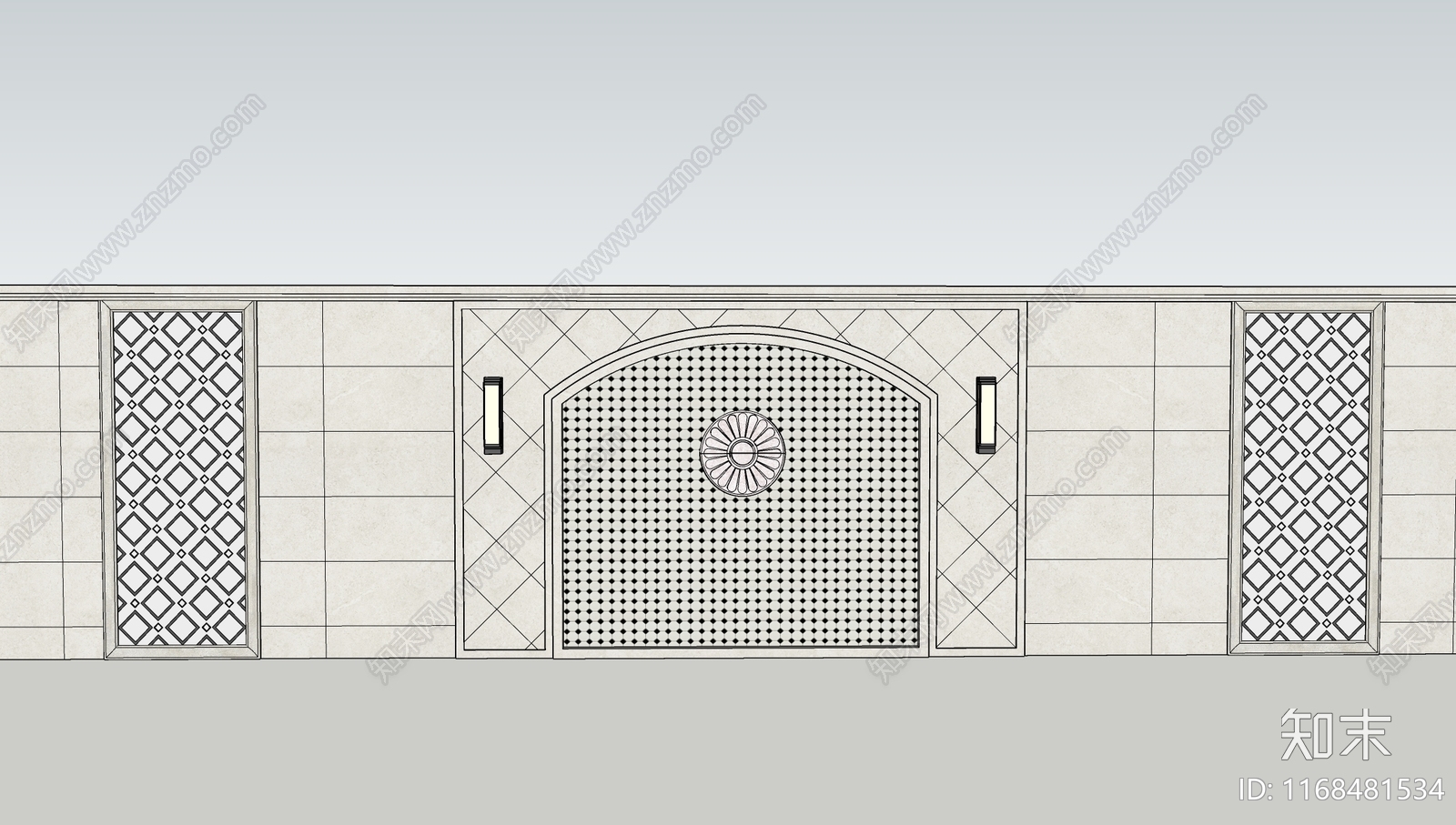 欧式简约景墙SU模型下载【ID:1168481534】
