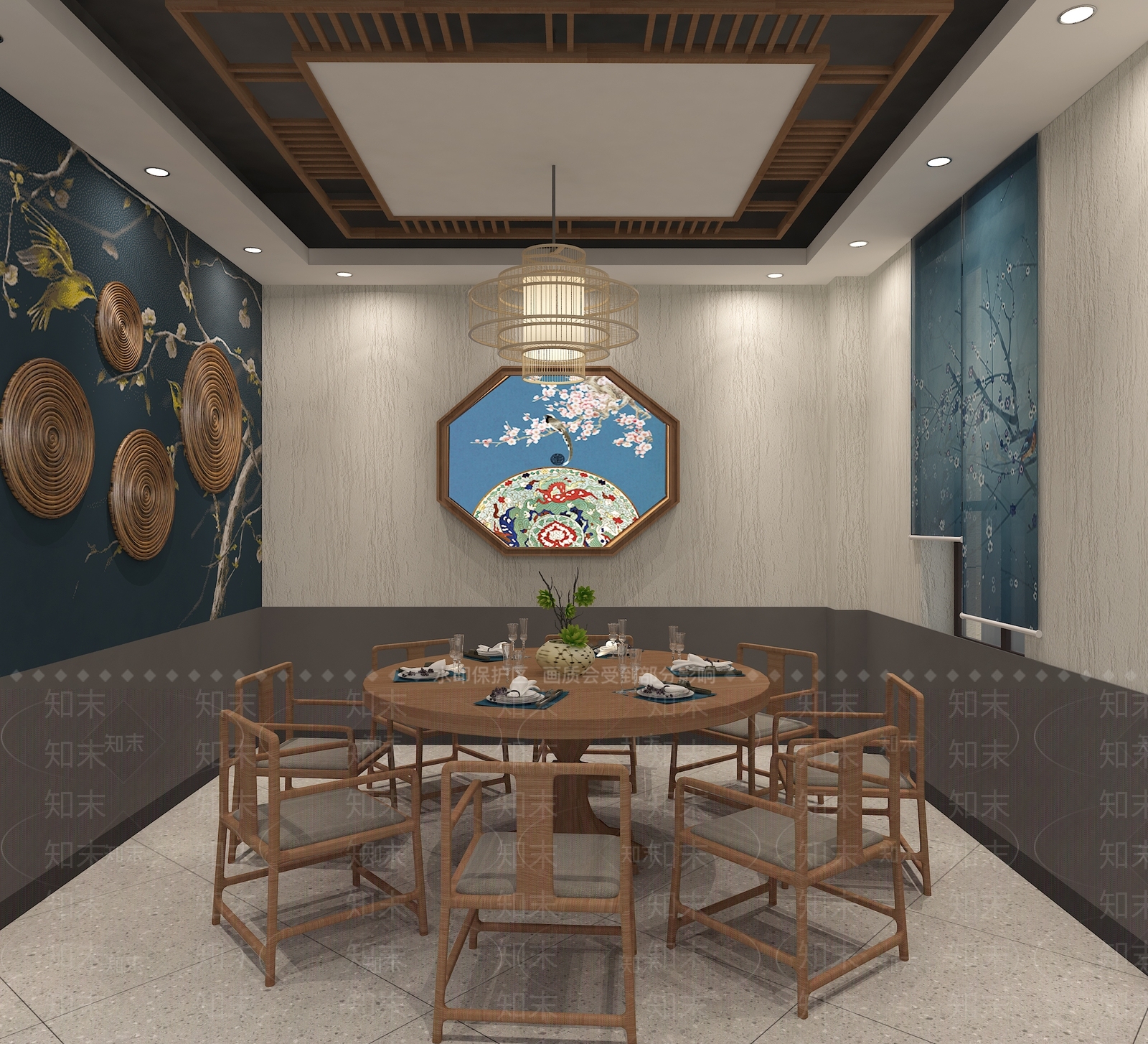 新中式中式中餐厅3D模型下载【ID:1168484011】