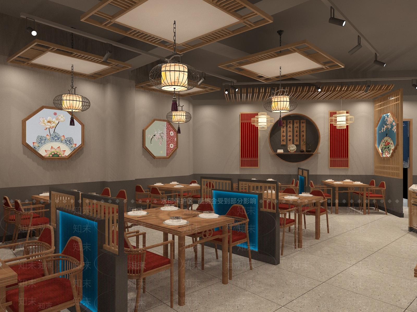 新中式中式中餐厅3D模型下载【ID:1168484011】