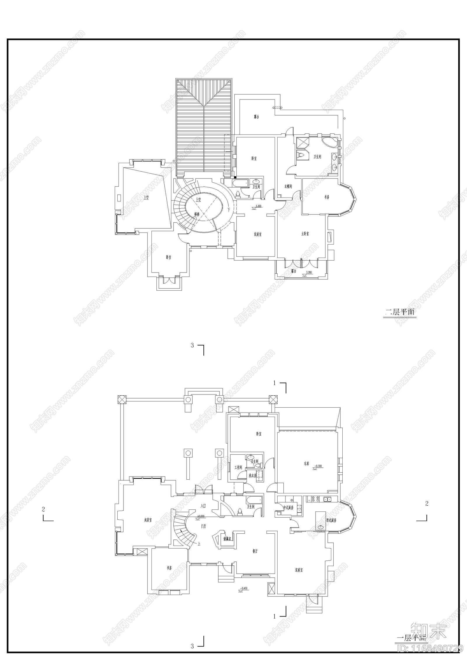 欧式别墅建筑cad施工图下载【ID:1168490729】