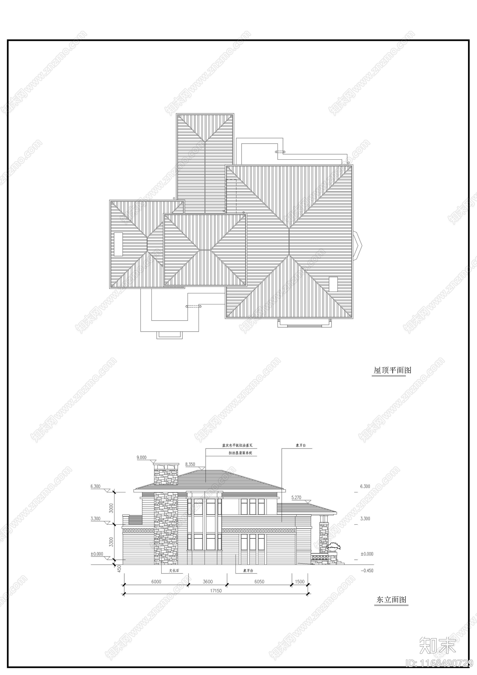 欧式别墅建筑cad施工图下载【ID:1168490729】