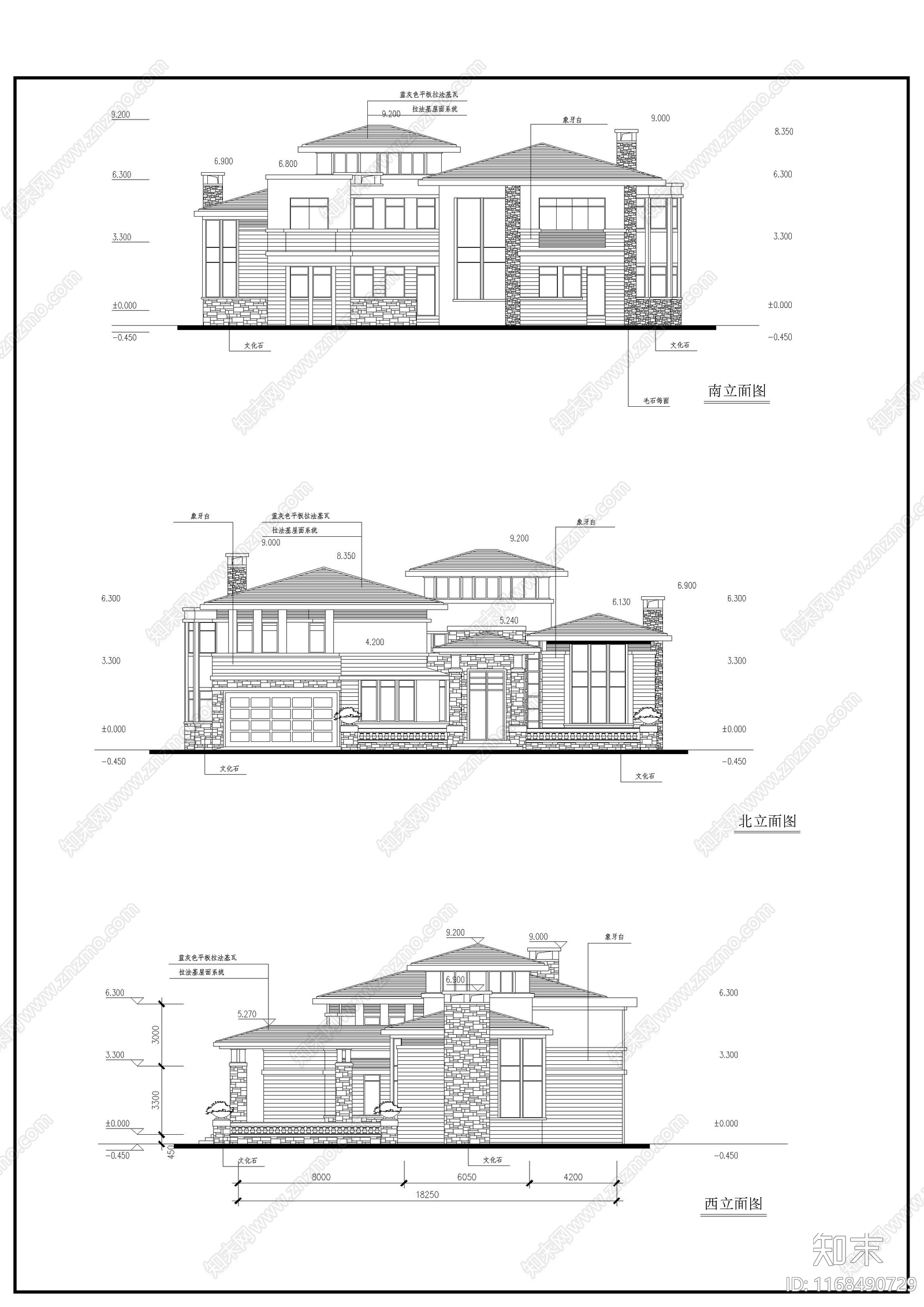 欧式别墅建筑cad施工图下载【ID:1168490729】