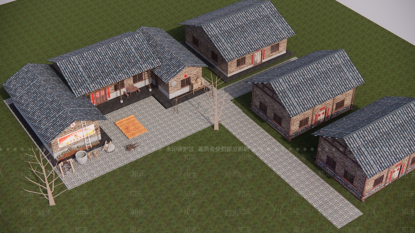 新中式现代乡村民房SU模型下载【ID:1168494412】
