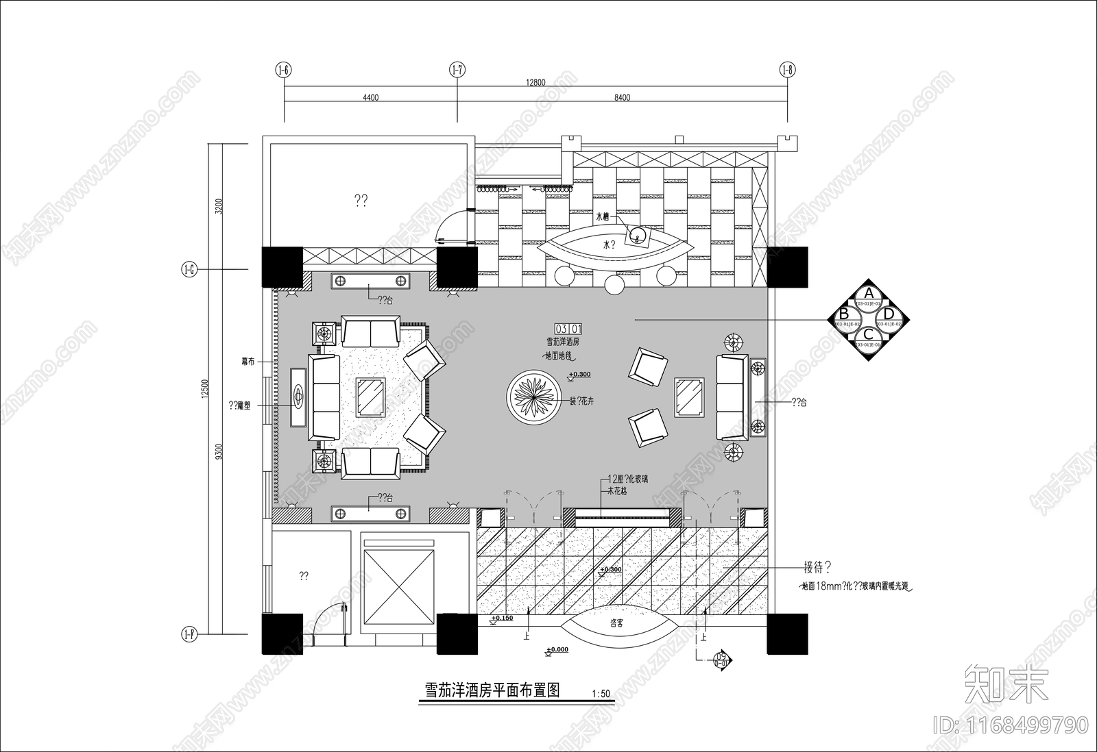 现代轻奢酒吧cad施工图下载【ID:1168499790】