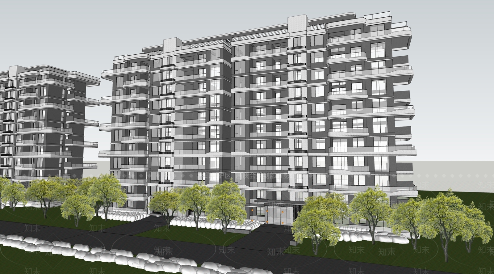 现代多层住宅SU模型下载【ID:1168499857】