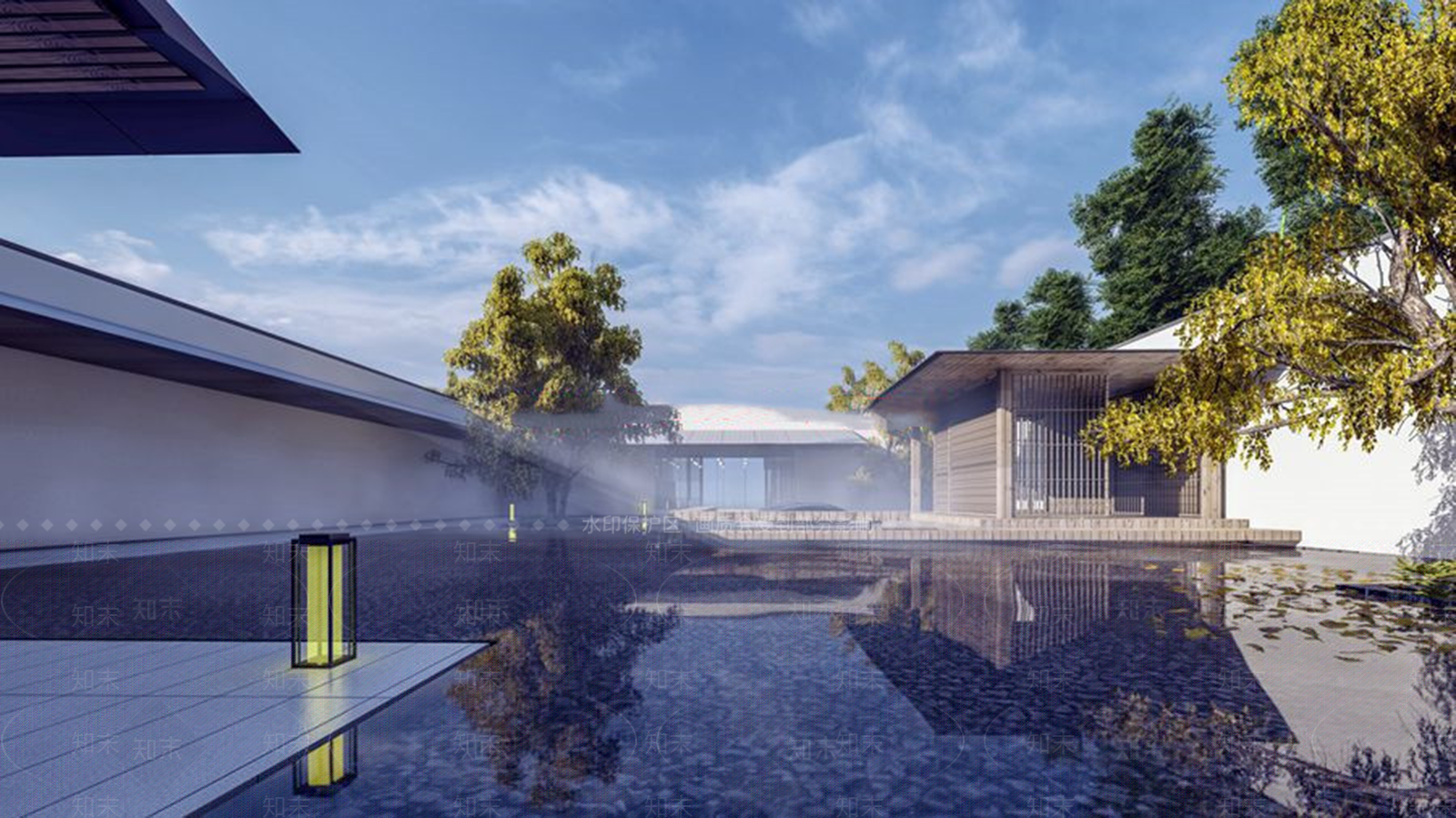 现代新中式小区景观SU模型下载【ID:1168507235】