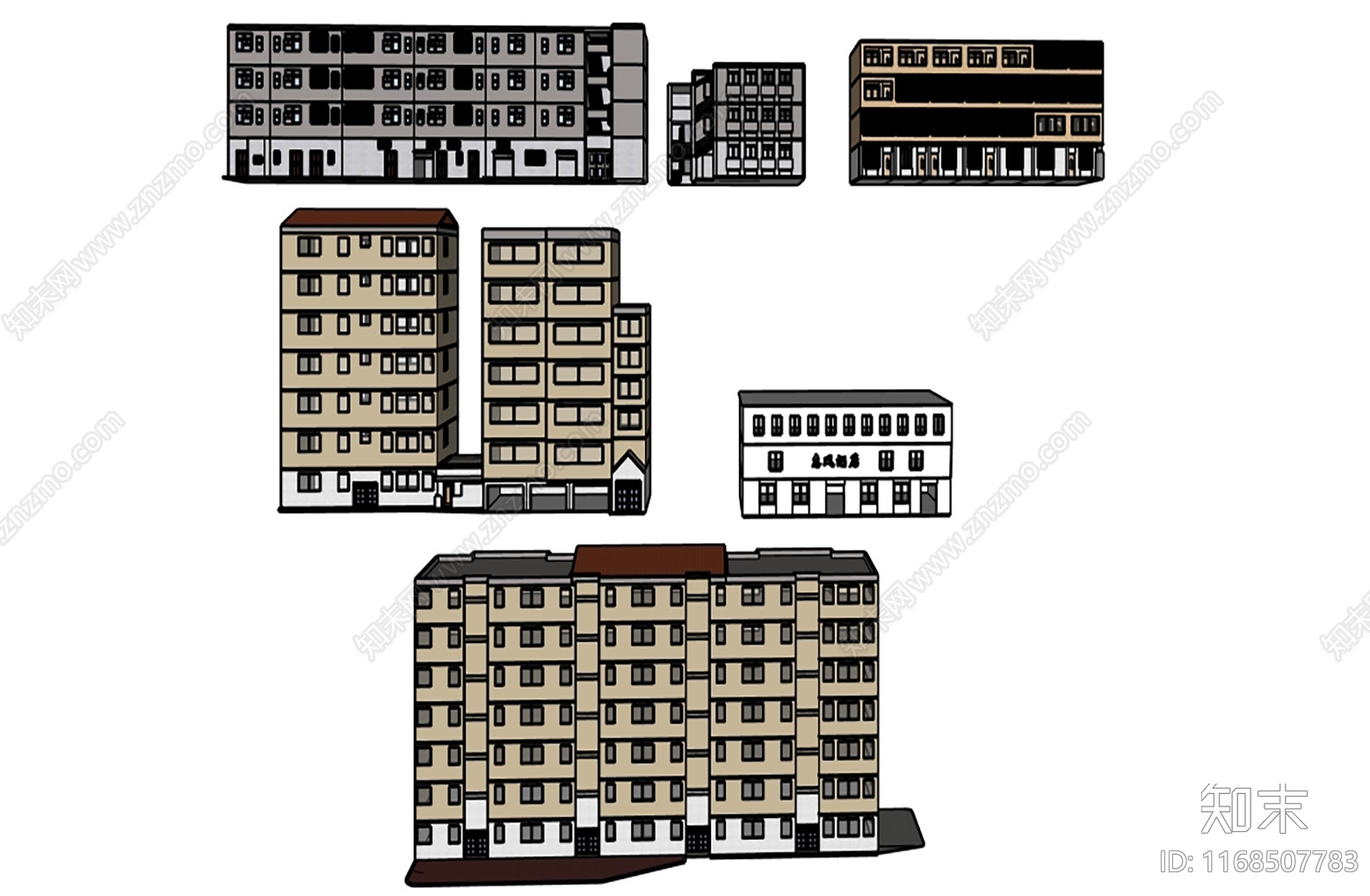 现代中式多层住宅SU模型下载【ID:1168507783】