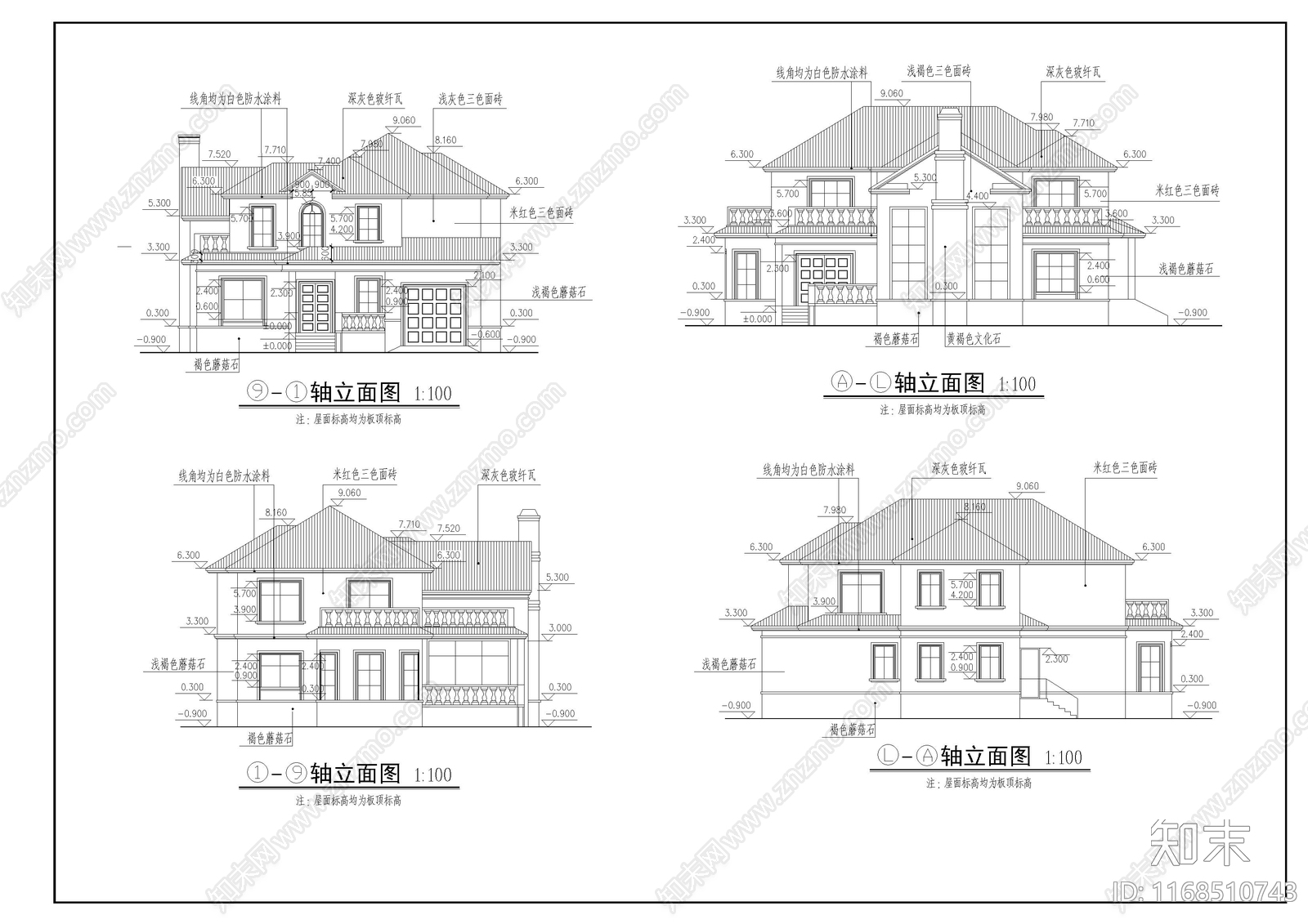 欧式别墅建筑cad施工图下载【ID:1168510743】