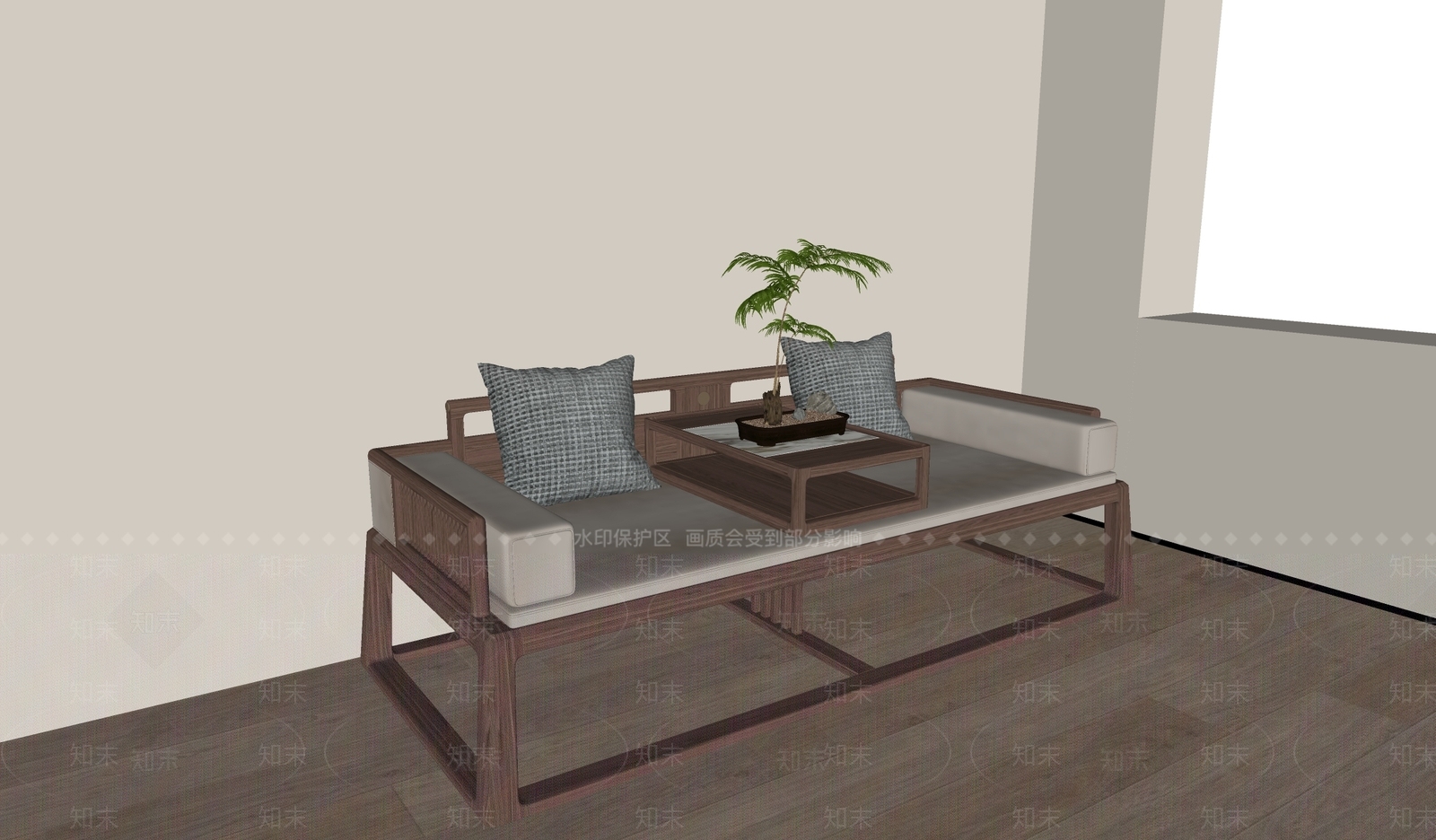 罗汉床SU模型下载【ID:1168511719】