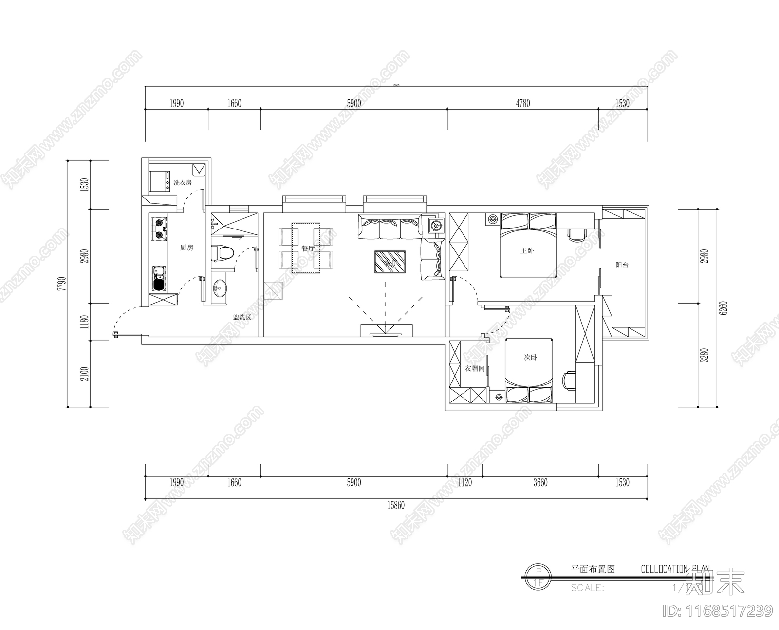 现代美式整体家装空间cad施工图下载【ID:1168517239】