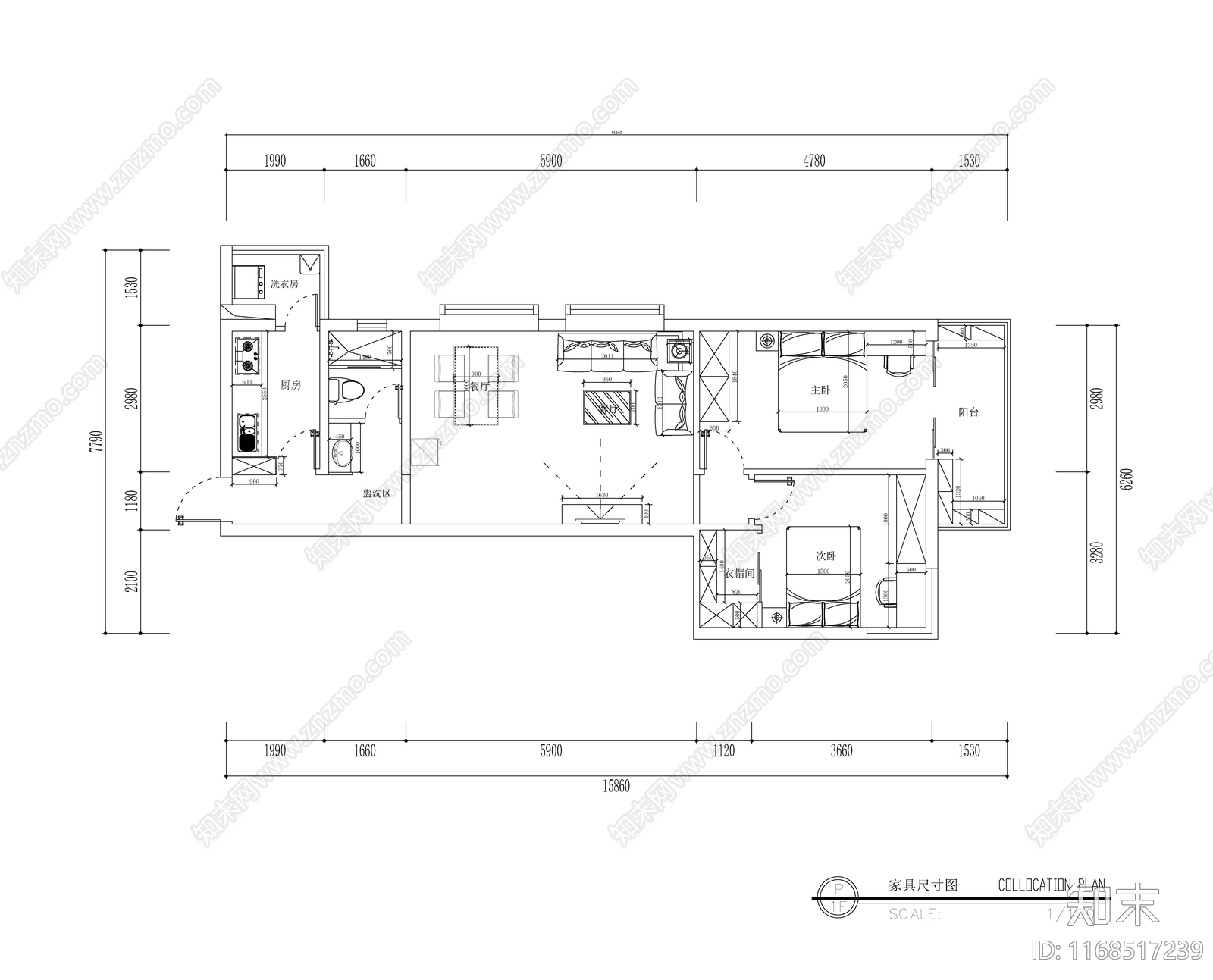 现代美式整体家装空间cad施工图下载【ID:1168517239】