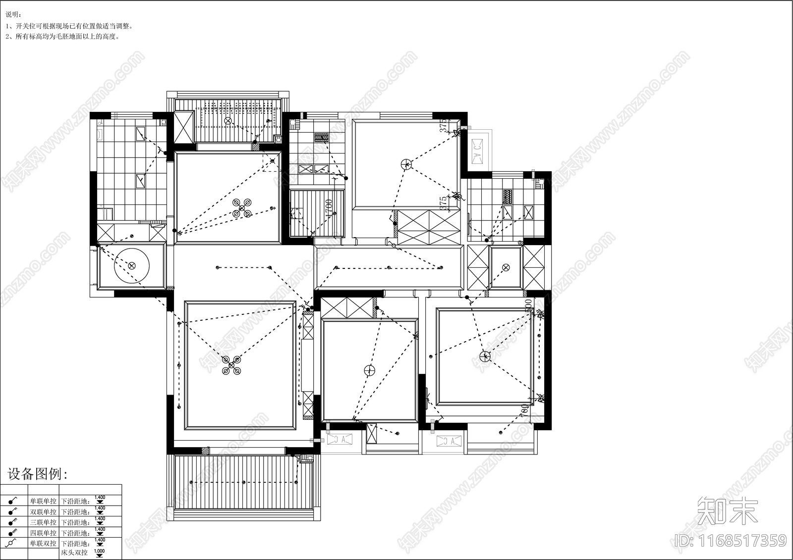 现代轻奢整体家装空间cad施工图下载【ID:1168517359】