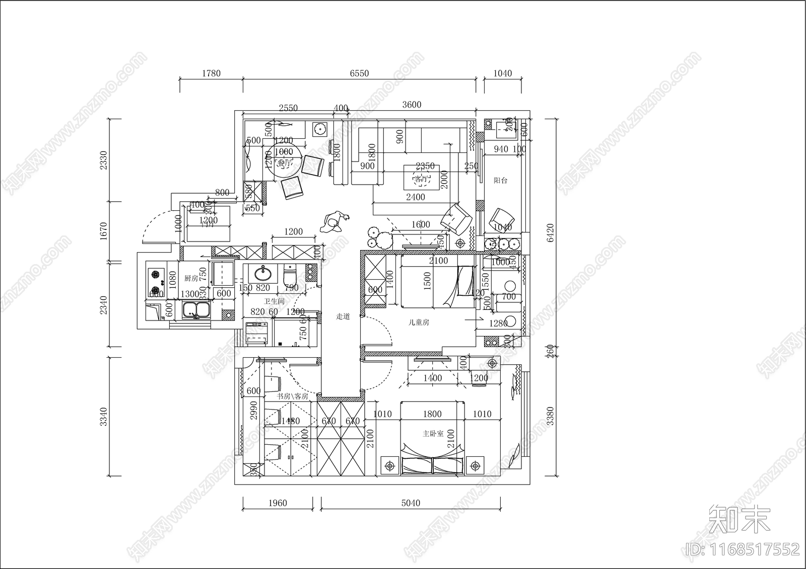 现代轻奢整体家装空间cad施工图下载【ID:1168517552】