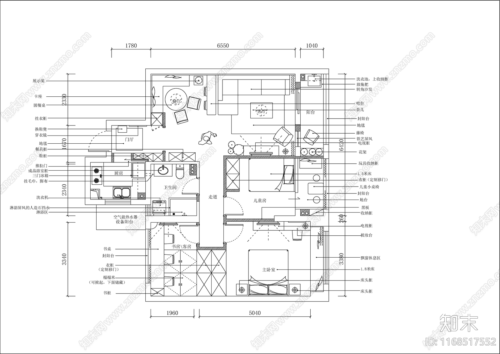 现代轻奢整体家装空间cad施工图下载【ID:1168517552】