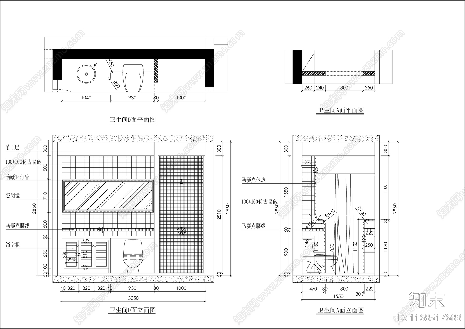 法式欧式整体家装空间cad施工图下载【ID:1168517683】