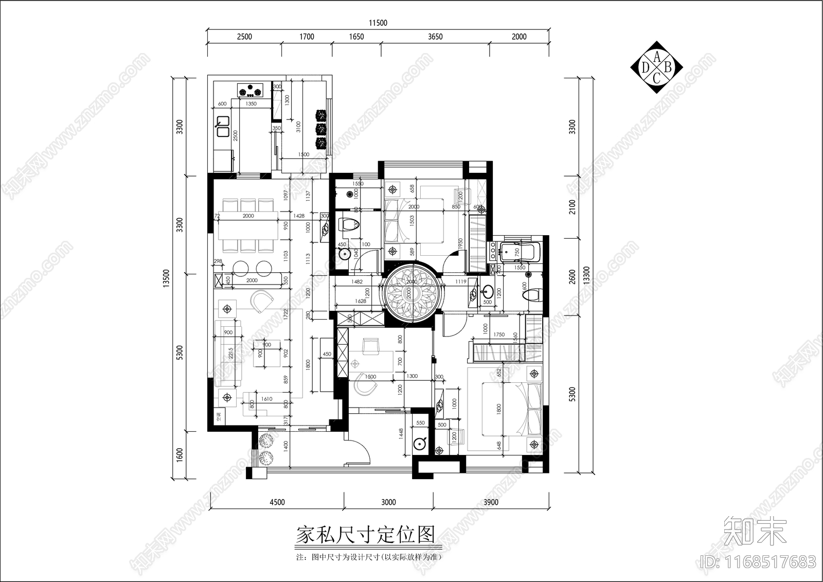 法式欧式整体家装空间cad施工图下载【ID:1168517683】