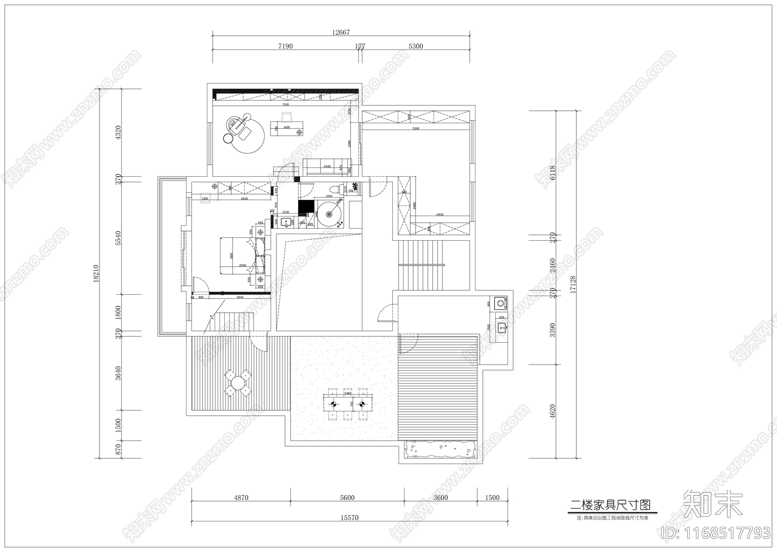 欧式轻奢整体家装空间cad施工图下载【ID:1168517793】