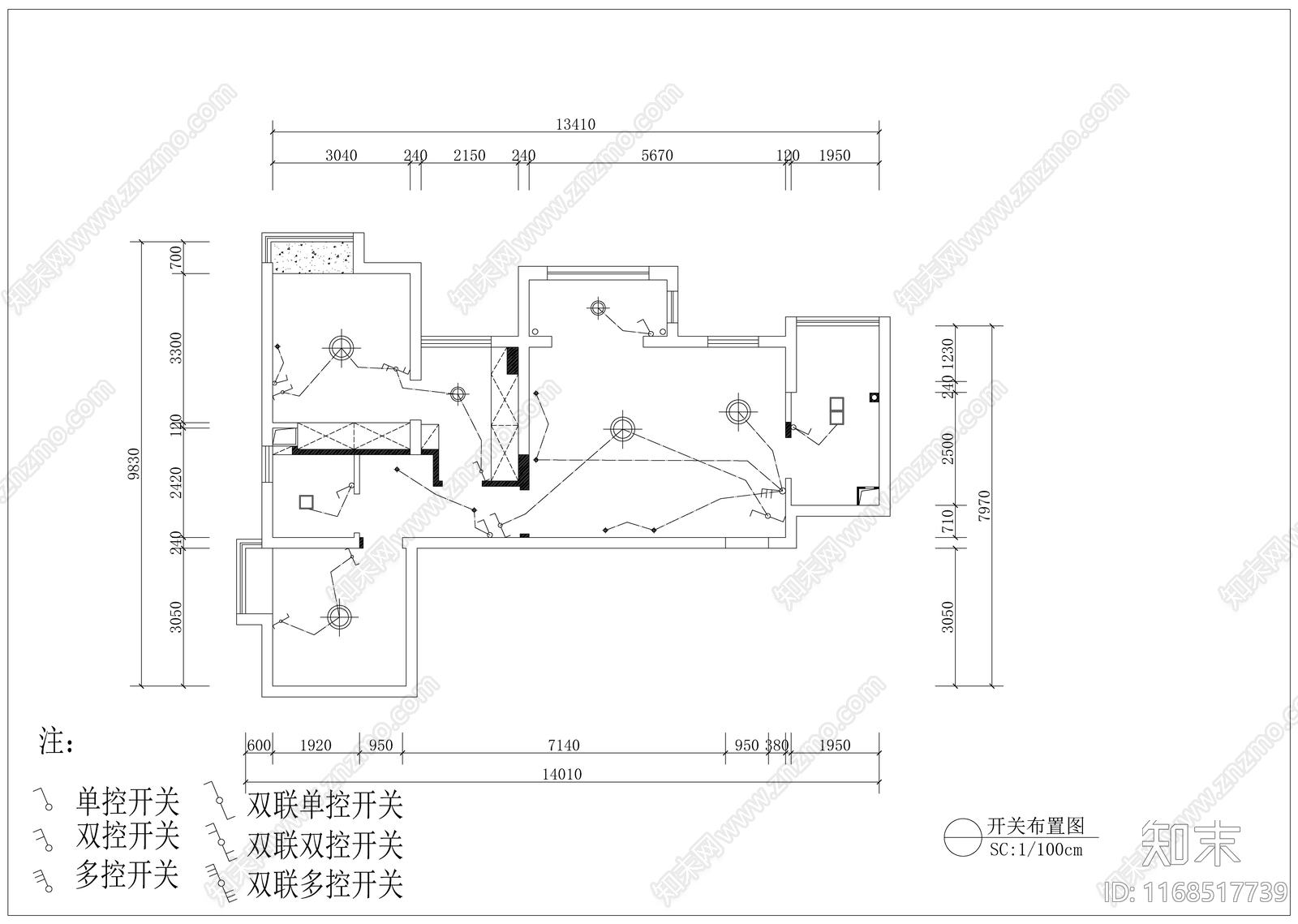 现代轻奢整体家装空间cad施工图下载【ID:1168517739】