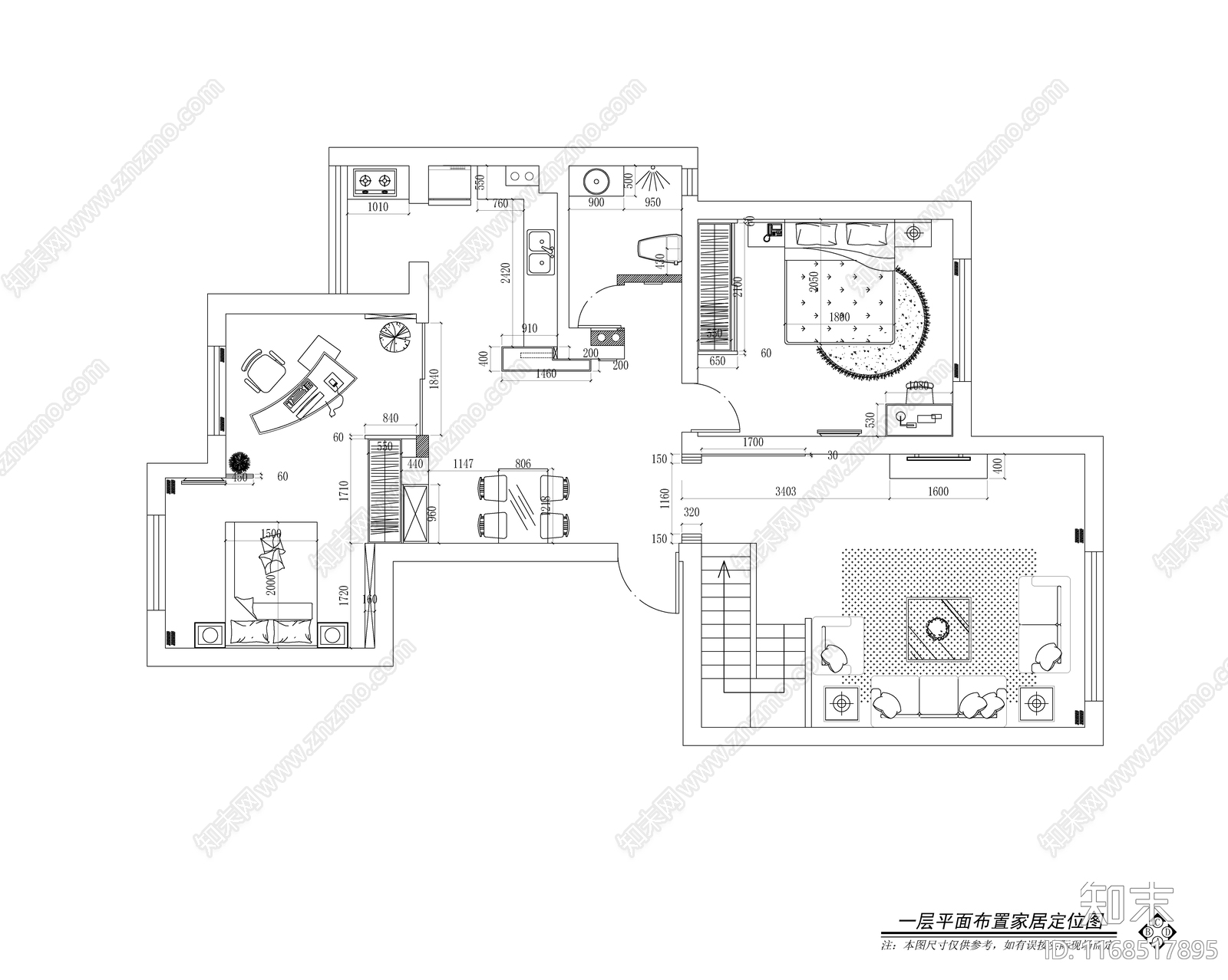 现代新中式整体家装空间cad施工图下载【ID:1168517895】