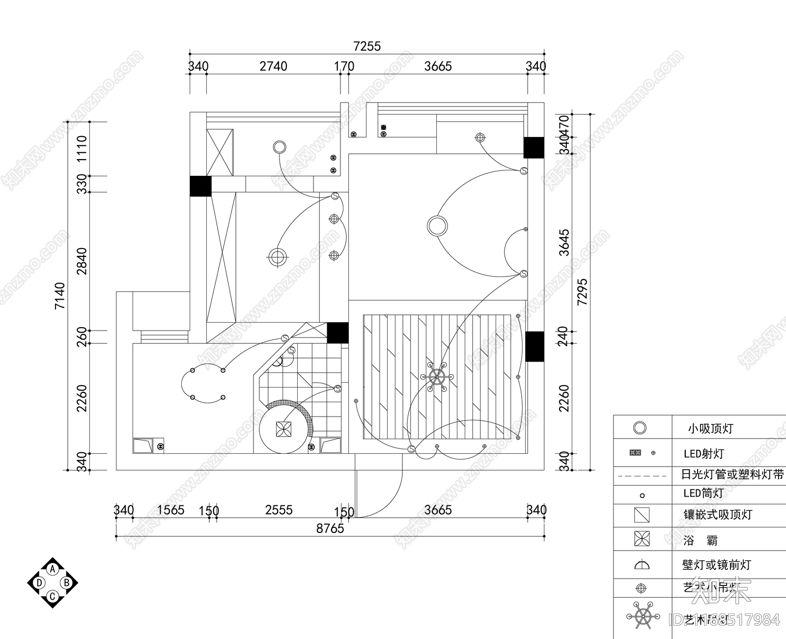 美式欧式整体家装空间cad施工图下载【ID:1168517984】