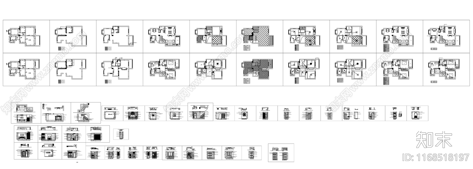 美式轻奢整体家装空间cad施工图下载【ID:1168518197】