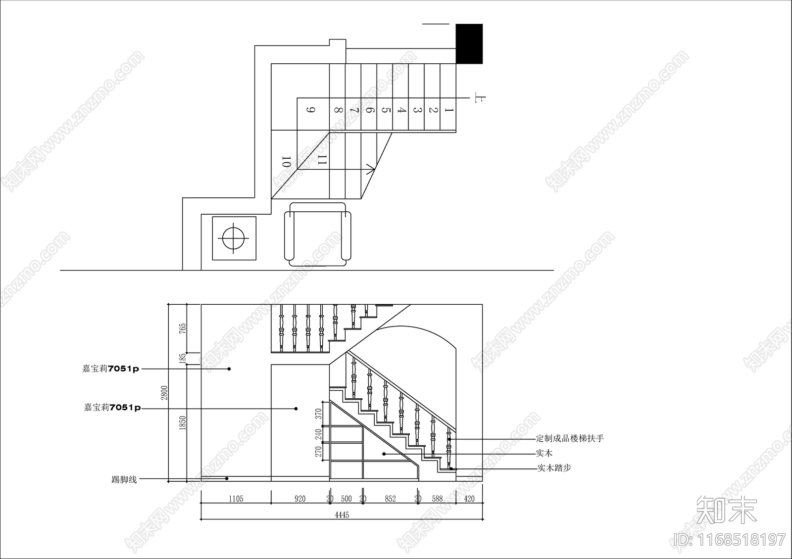 美式轻奢整体家装空间cad施工图下载【ID:1168518197】