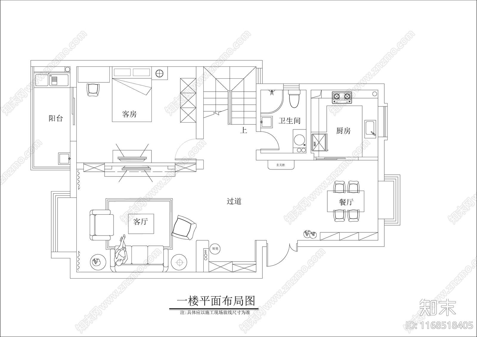 轻奢极简整体家装空间cad施工图下载【ID:1168518405】