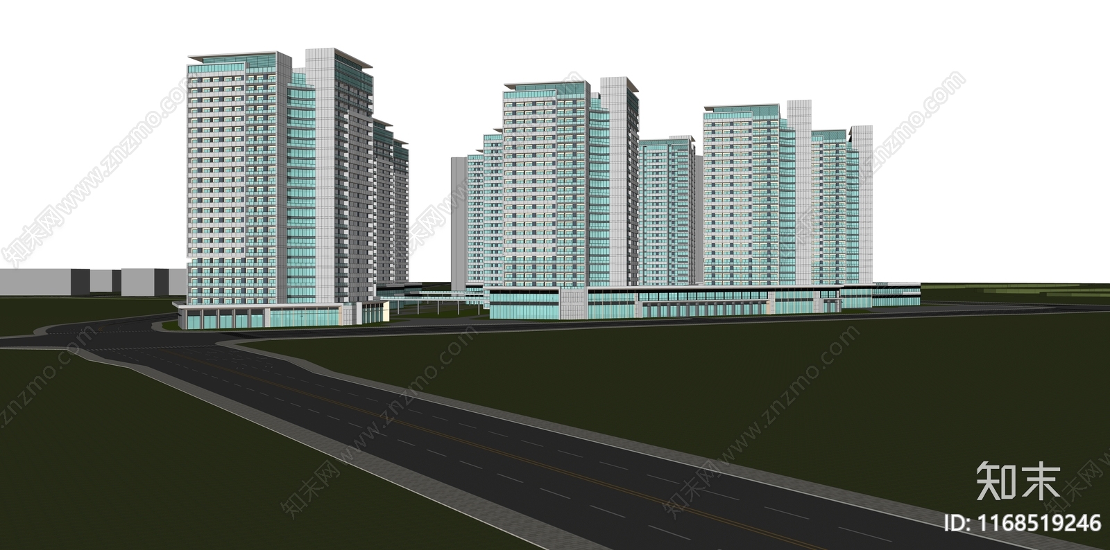 现代高层住宅SU模型下载【ID:1168519246】