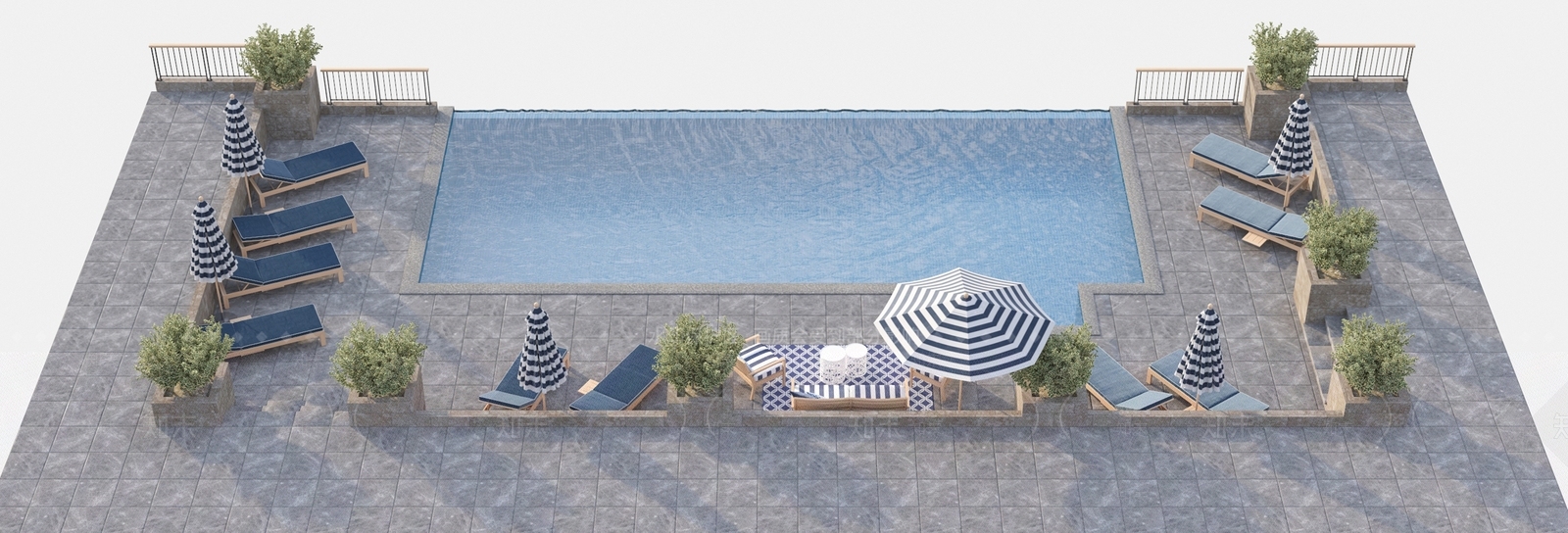 现代泳池SU模型下载【ID:1168524606】