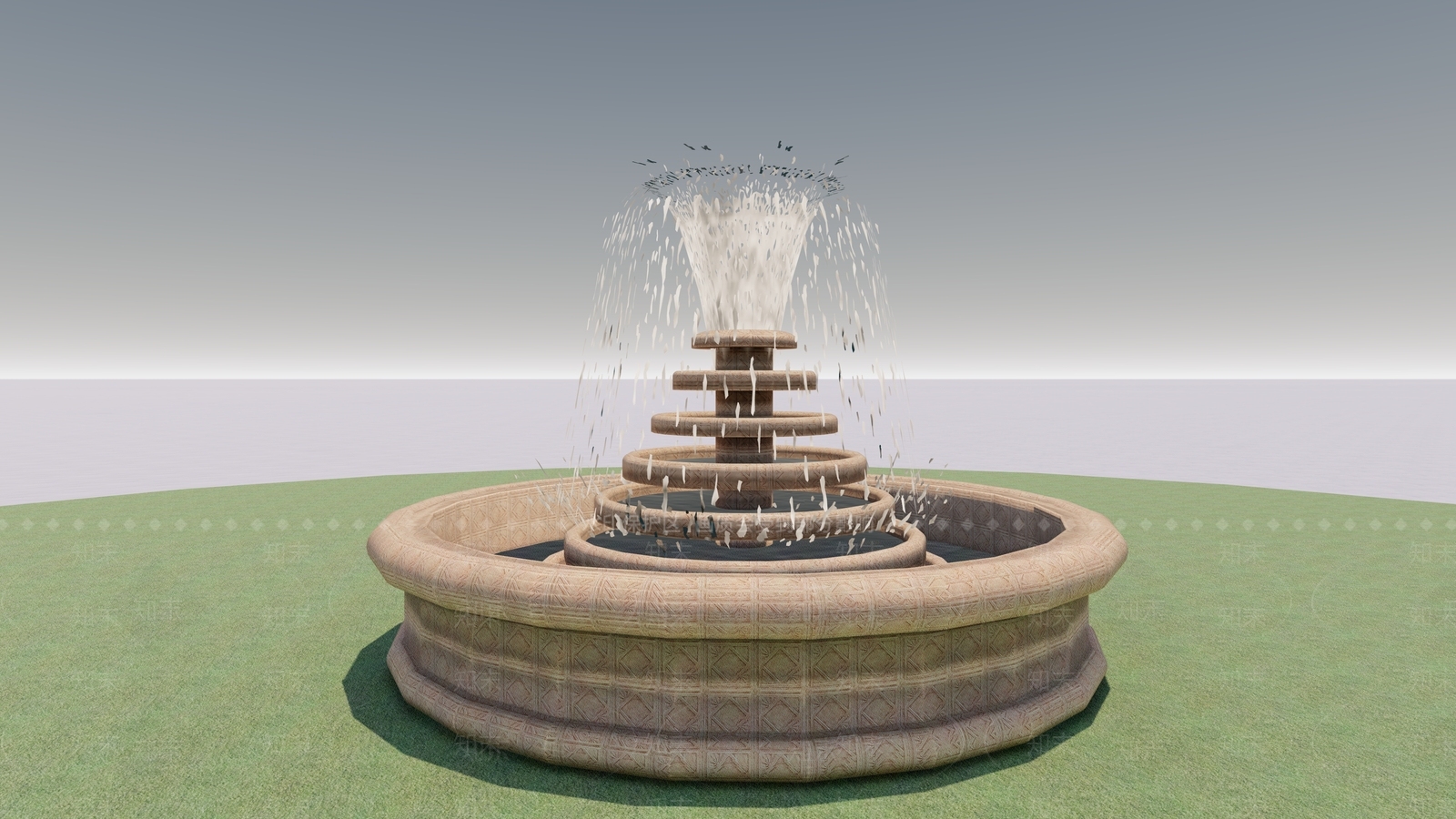 美式欧式喷泉SU模型下载【ID:1168525297】