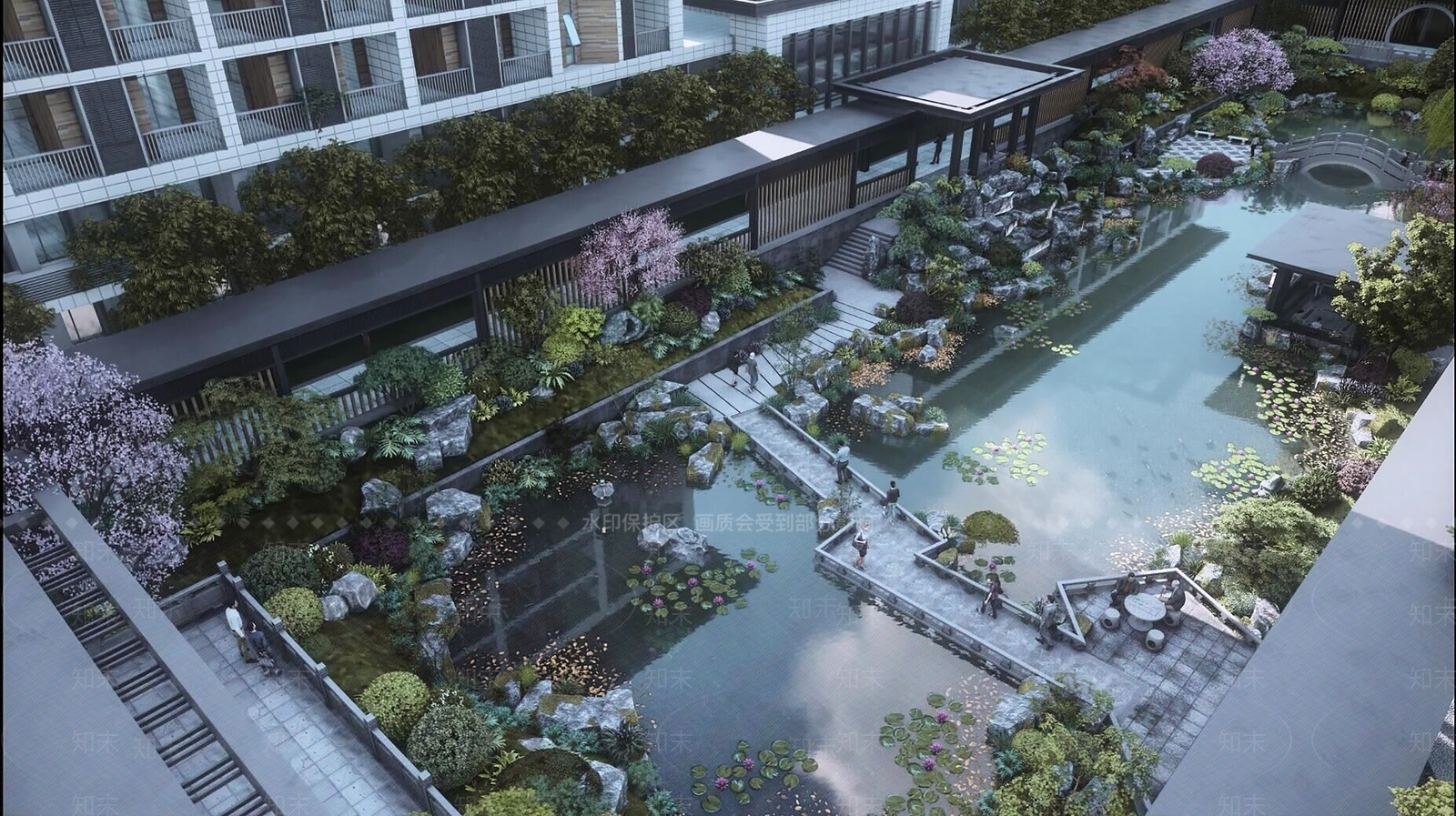 新中式中式校园景观SU模型下载【ID:1168526095】