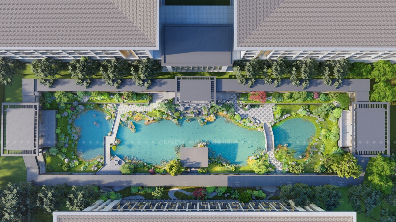 新中式中式校园景观SU模型下载【ID:1168526095】