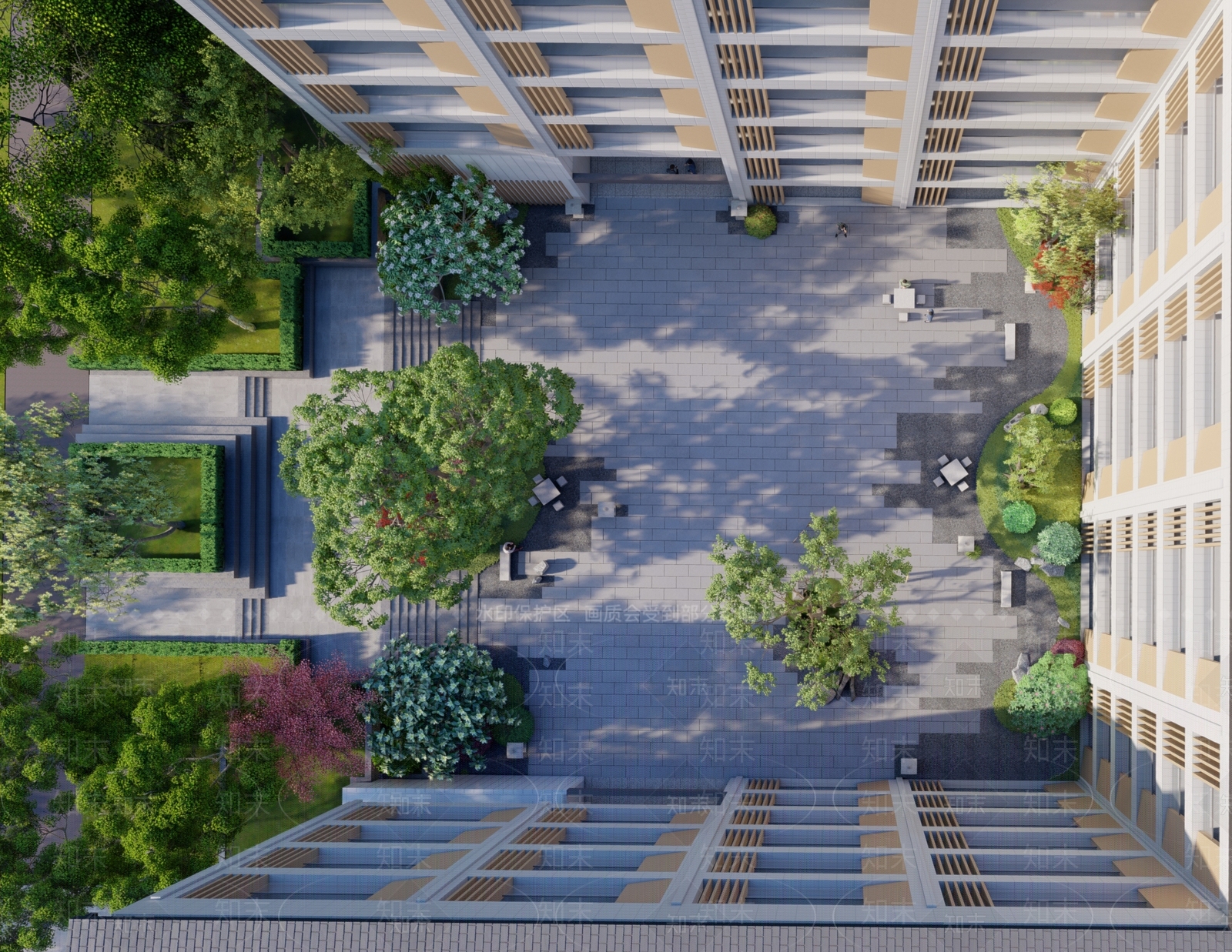 新中式中式校园景观SU模型下载【ID:1168527094】