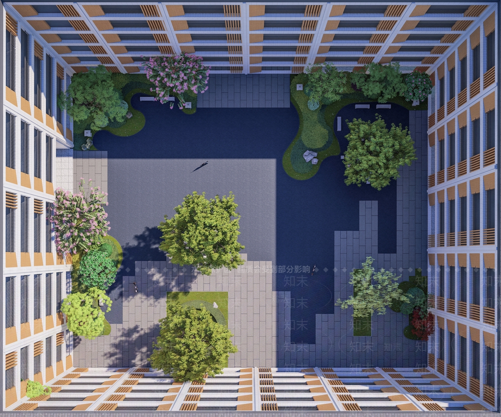 新中式中式校园景观SU模型下载【ID:1168527094】
