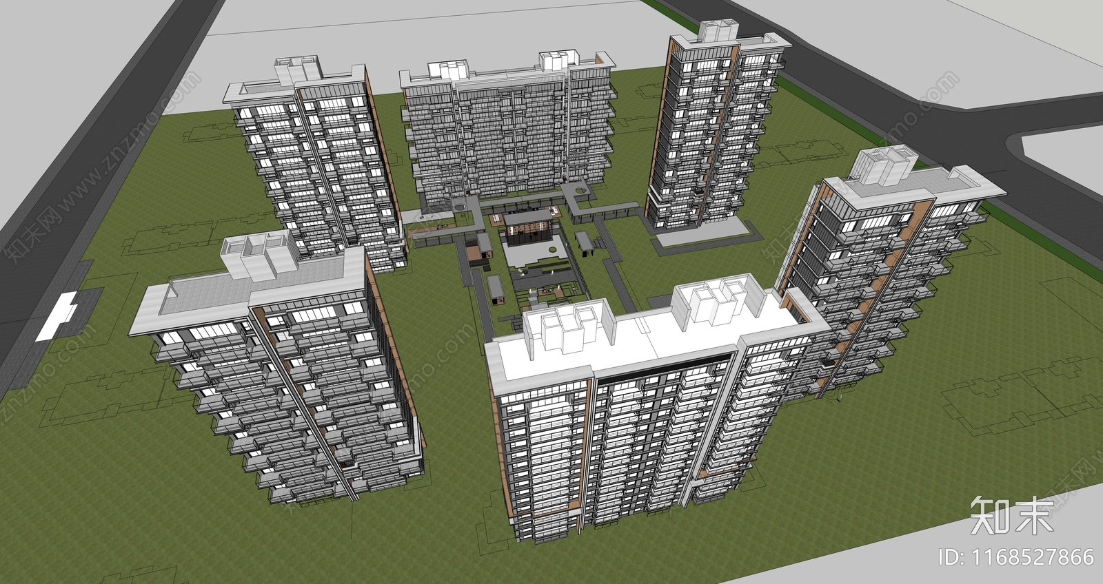 现代高层住宅SU模型下载【ID:1168527866】