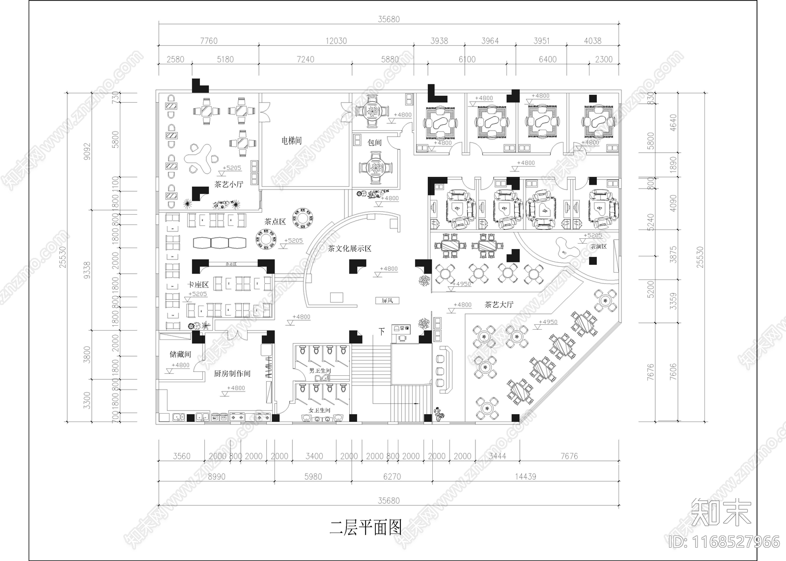 新中式中式茶馆cad施工图下载【ID:1168527966】