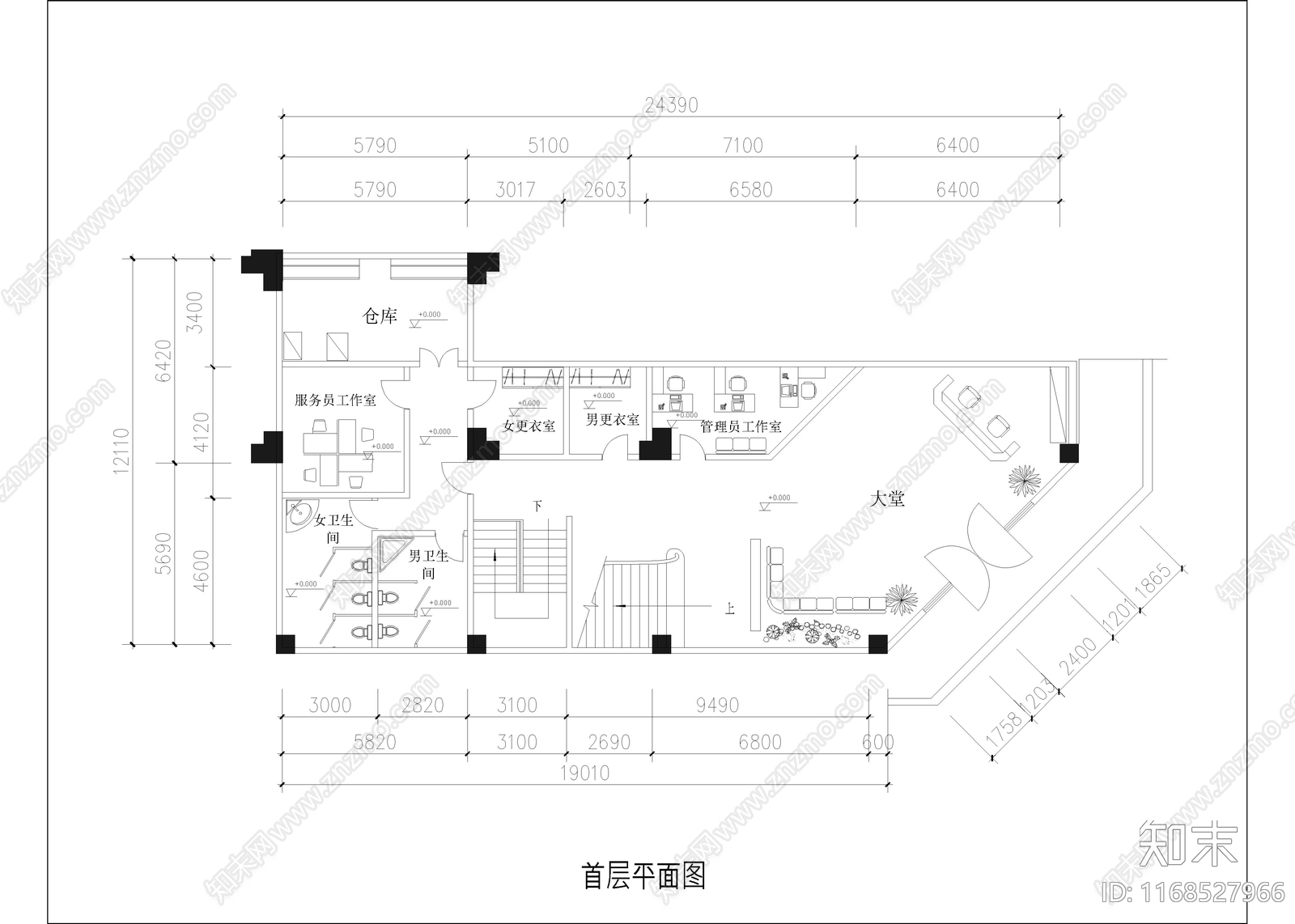 新中式中式茶馆cad施工图下载【ID:1168527966】