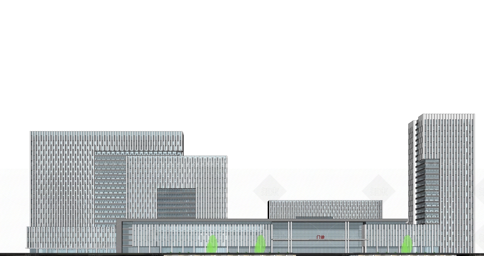 现代医院建筑SU模型下载【ID:1168529632】