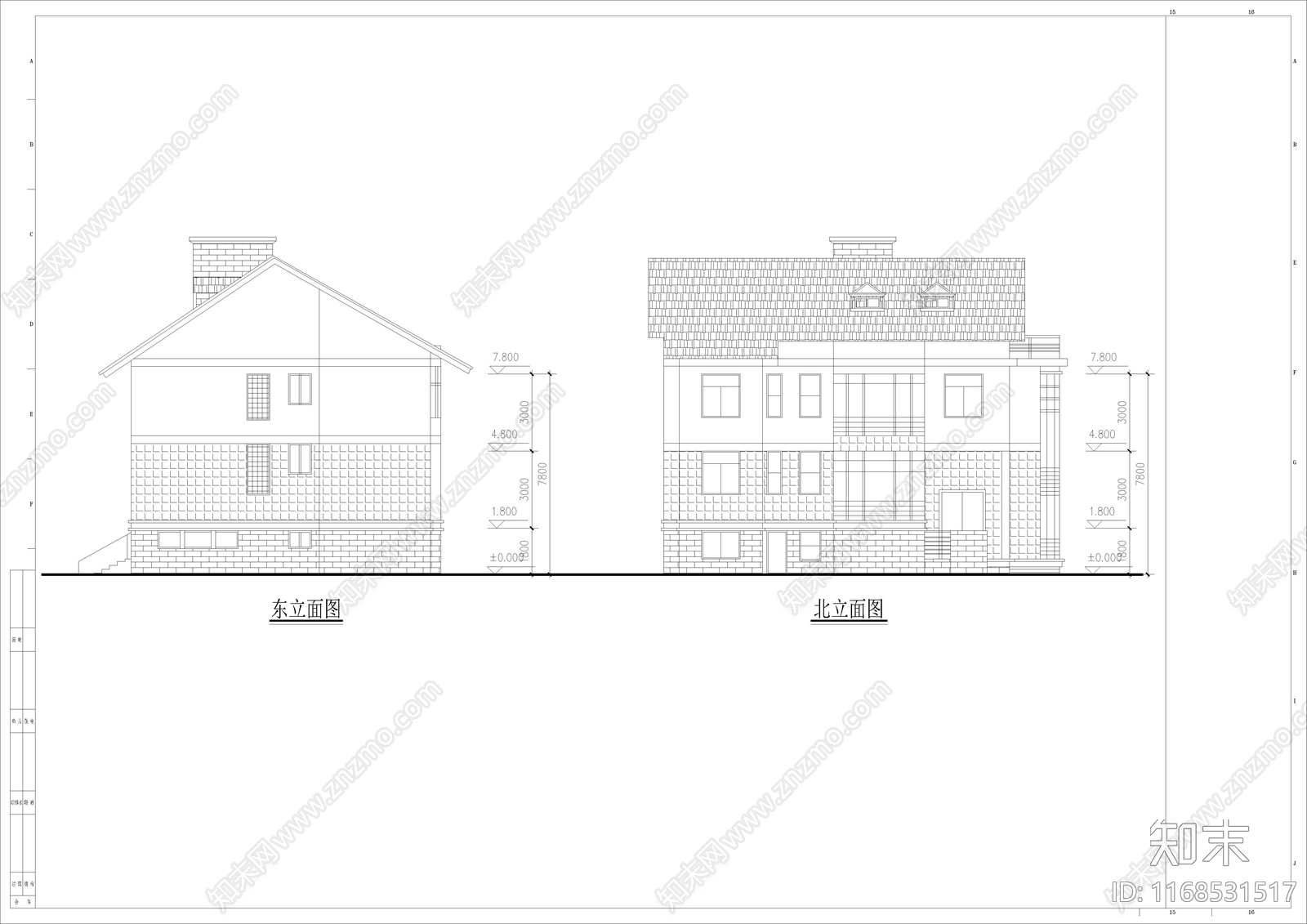 现代美式别墅建筑cad施工图下载【ID:1168531517】