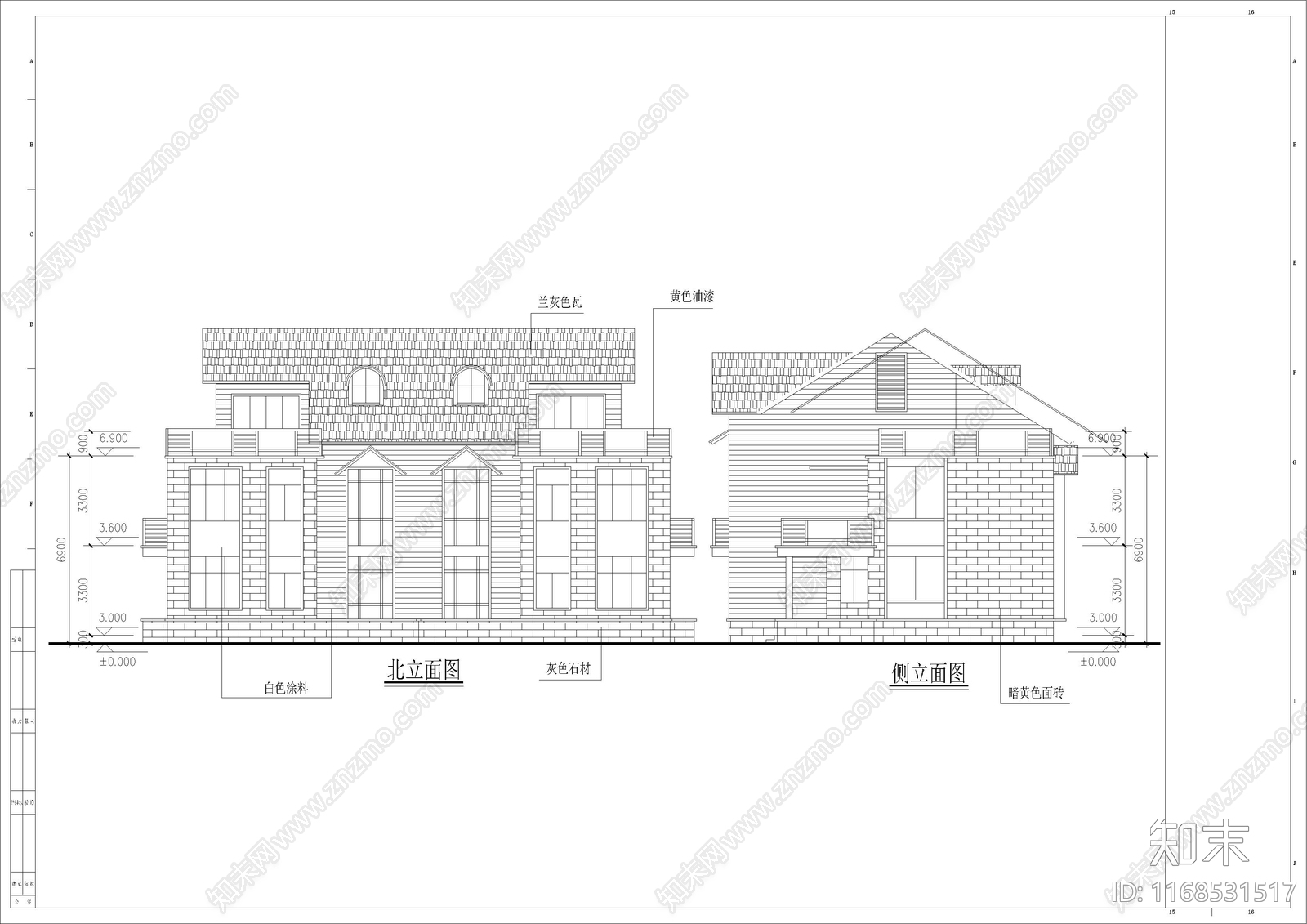 现代美式别墅建筑cad施工图下载【ID:1168531517】