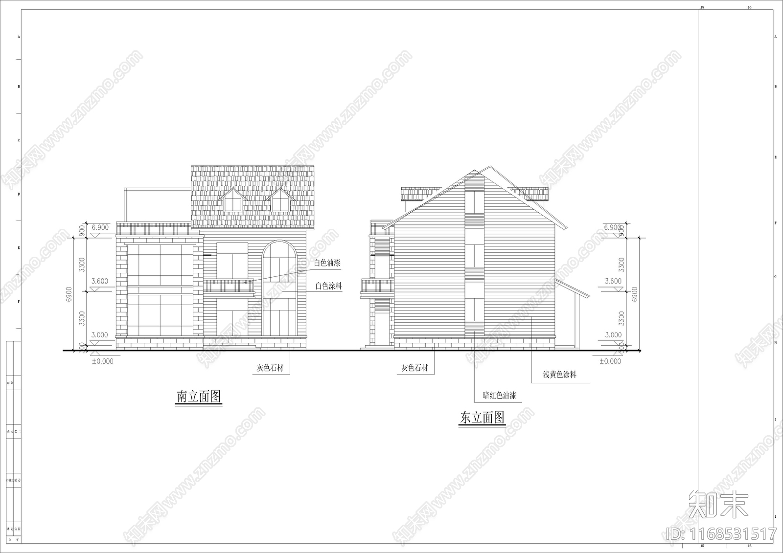 现代美式别墅建筑cad施工图下载【ID:1168531517】