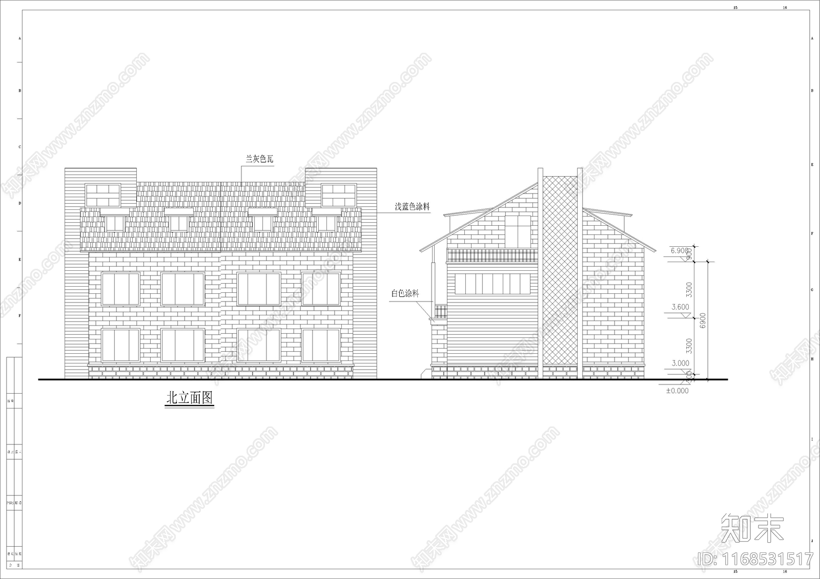 现代美式别墅建筑cad施工图下载【ID:1168531517】