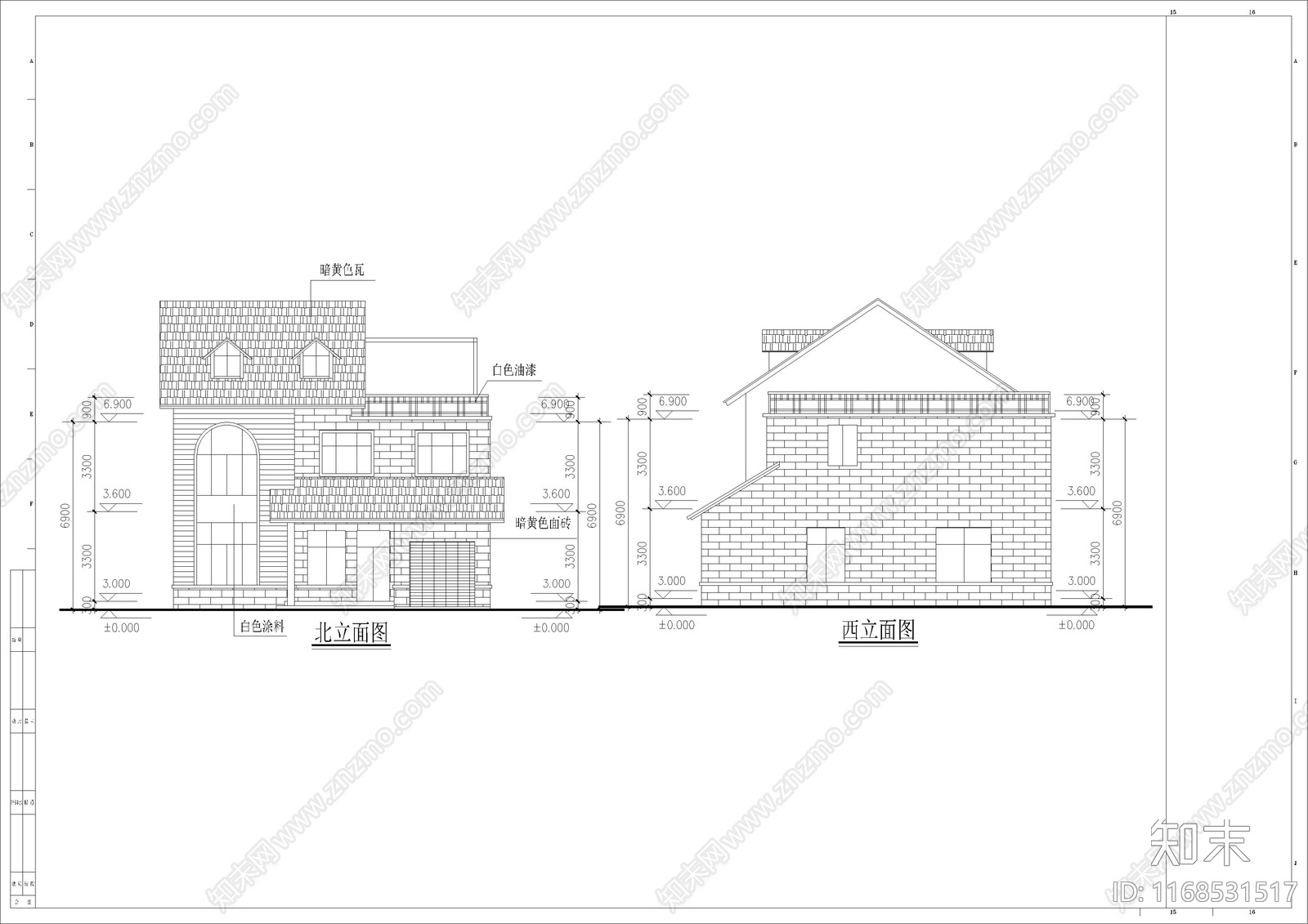 现代美式别墅建筑cad施工图下载【ID:1168531517】