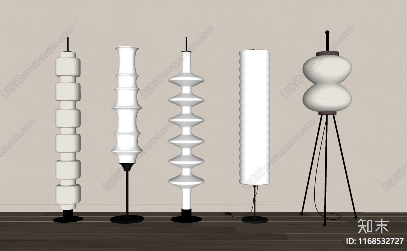 侘寂奶油落地灯SU模型下载【ID:1168532727】