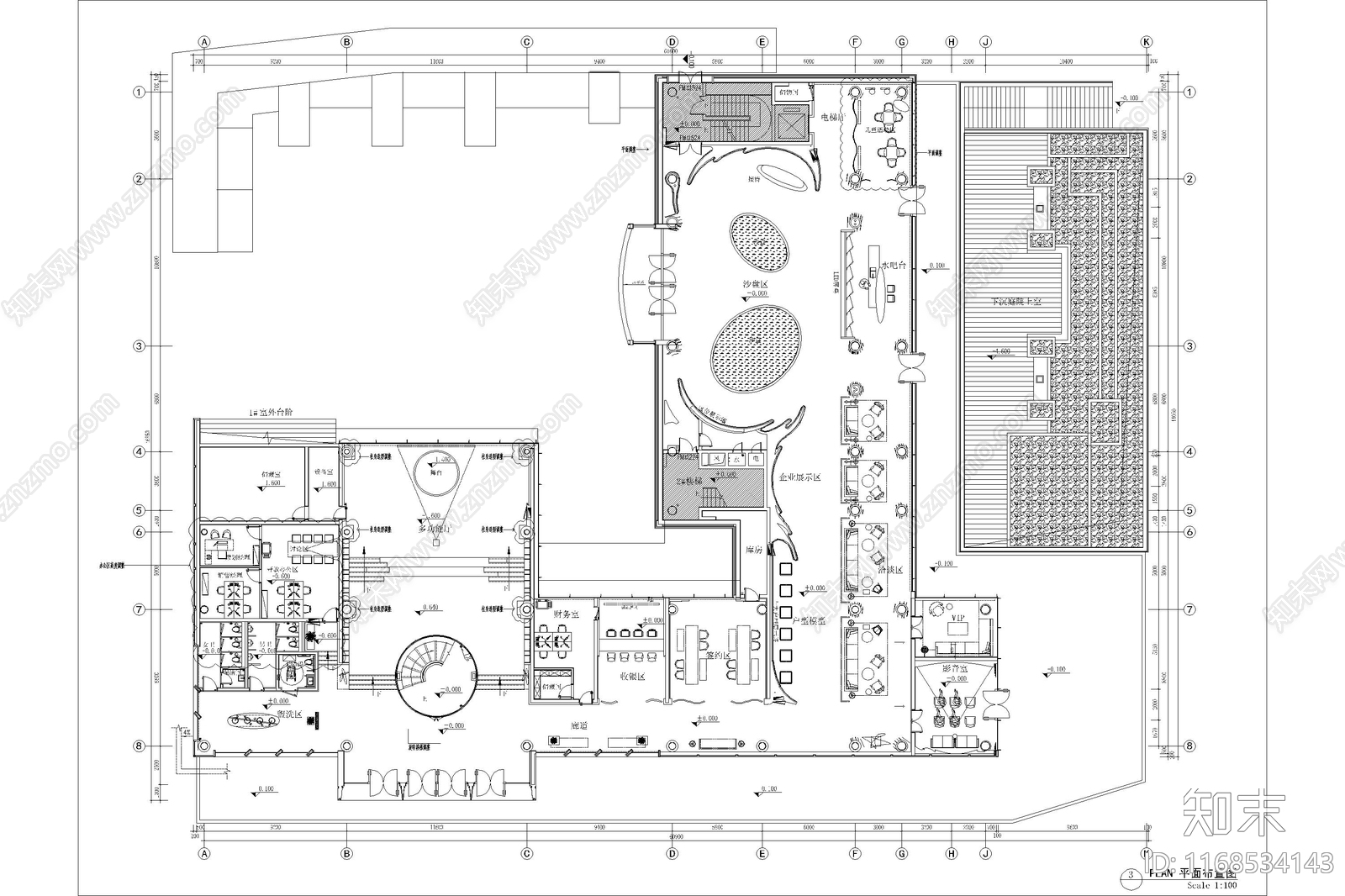 现代售楼处cad施工图下载【ID:1168534143】