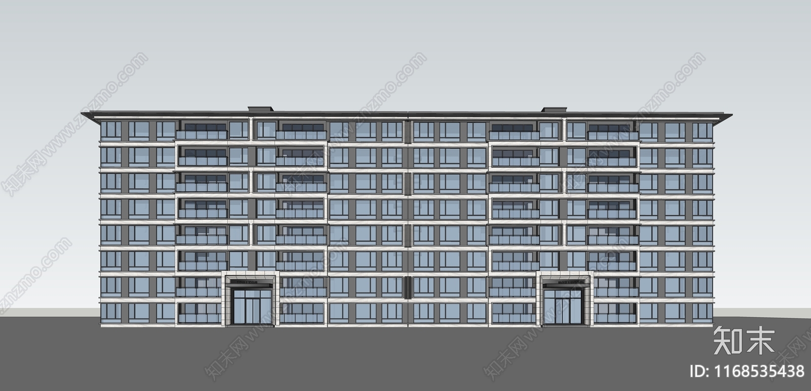 现代多层住宅SU模型下载【ID:1168535438】