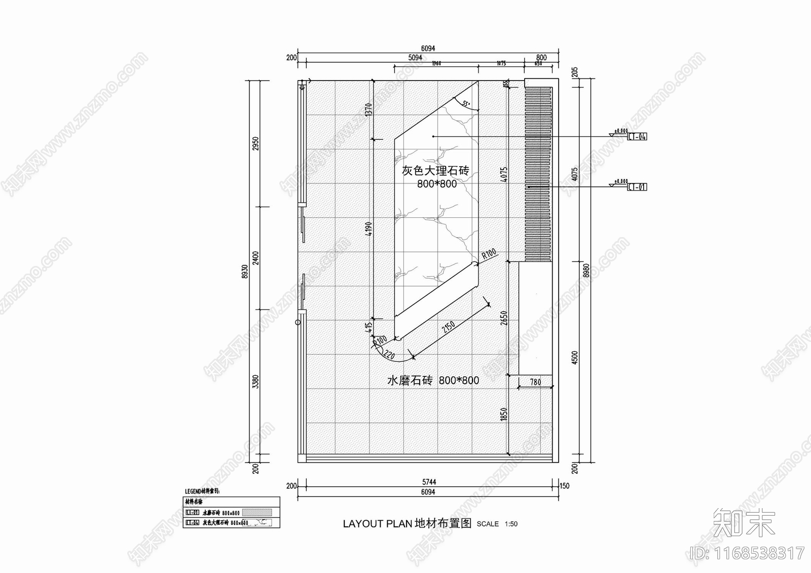 现代茶水间cad施工图下载【ID:1168538317】