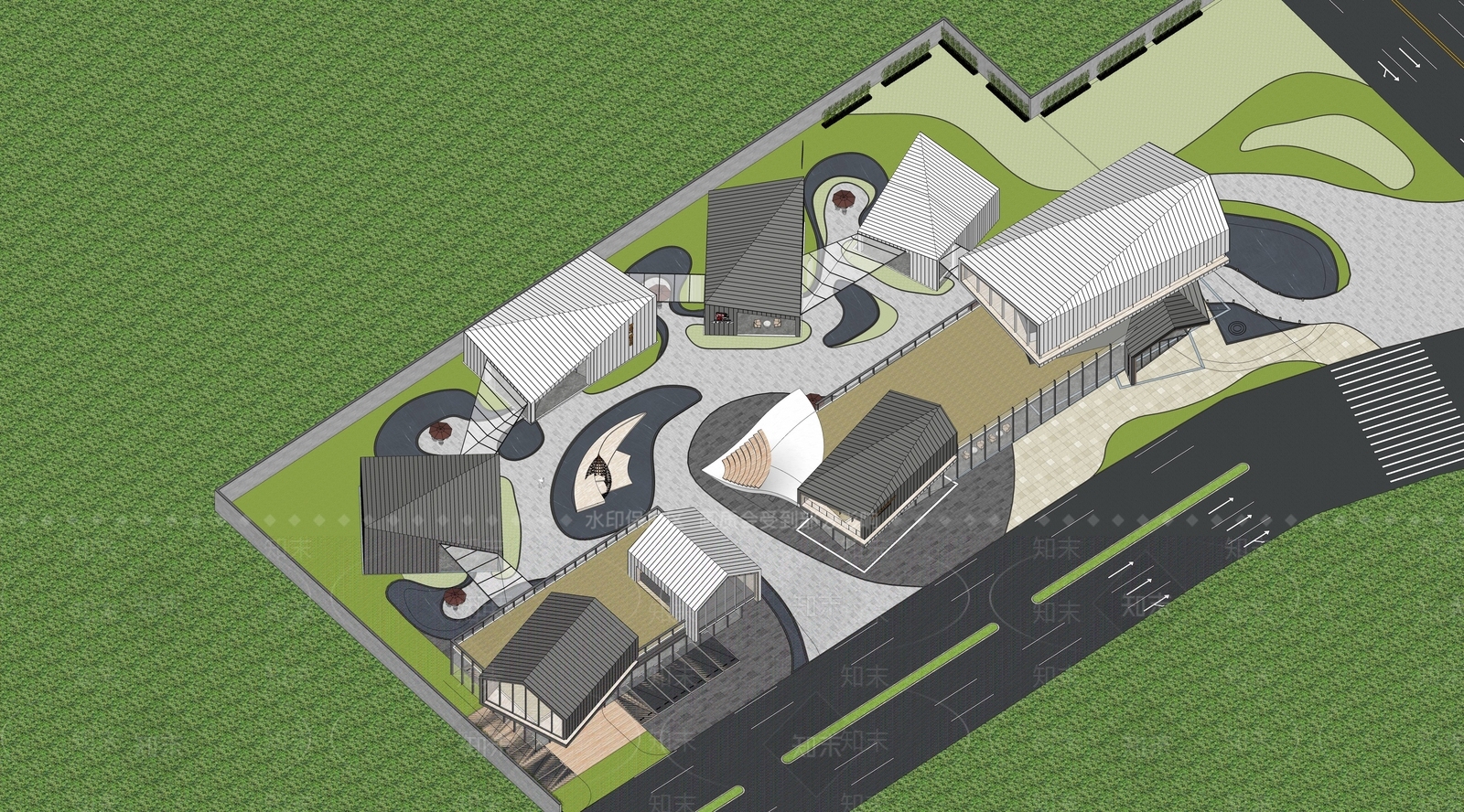 现代商场建筑SU模型下载【ID:1168540093】