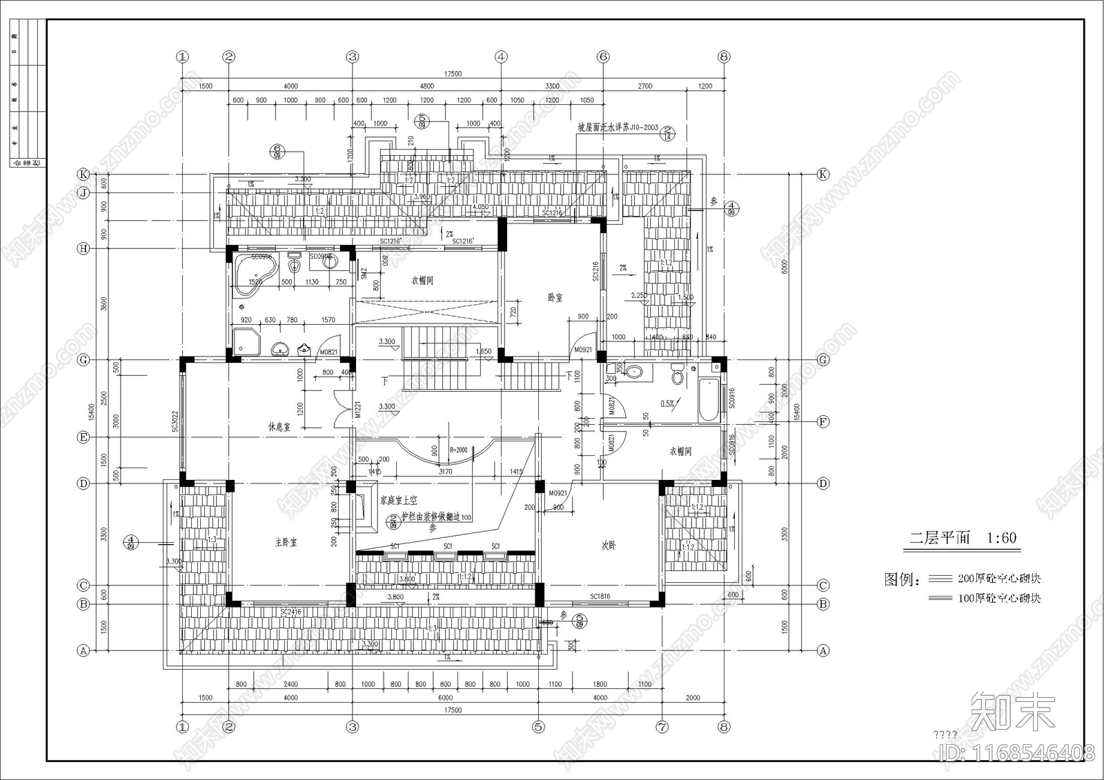 美式欧式别墅建筑cad施工图下载【ID:1168546408】